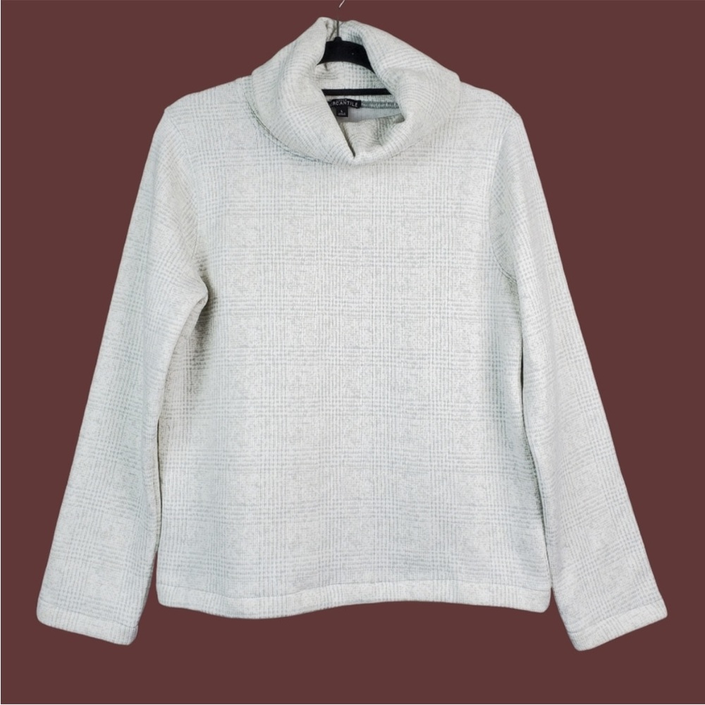 J. CREW FACTORY Light Grey Glen Plaid Funnelneck Pullover L